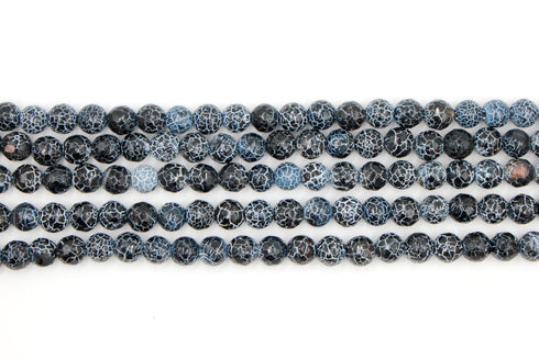 Black Fire Agate Gemstone Beads, 8mm, Faceted